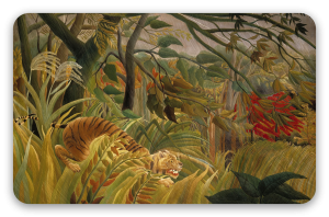 Tigre in una tempesta tropicale