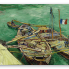 Vincent van Gogh Banchina con uomini che scaricano chiatte di sabbia (1888)