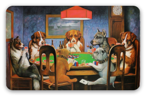 Cani che giocano a poker - adesivo per carta